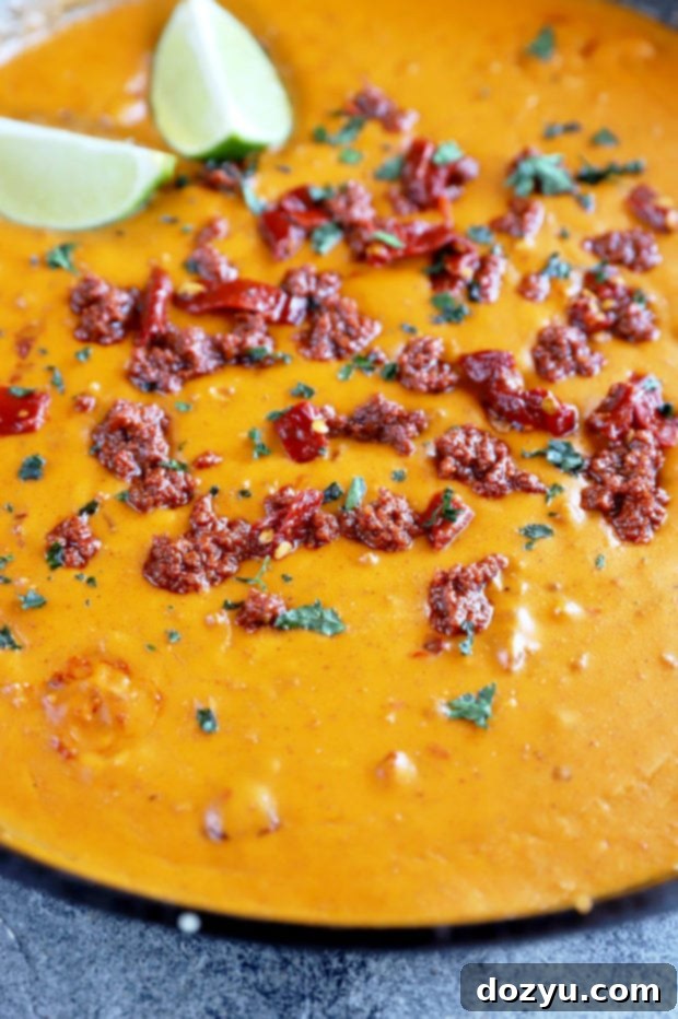 Side image of pumpkin queso with chipotle