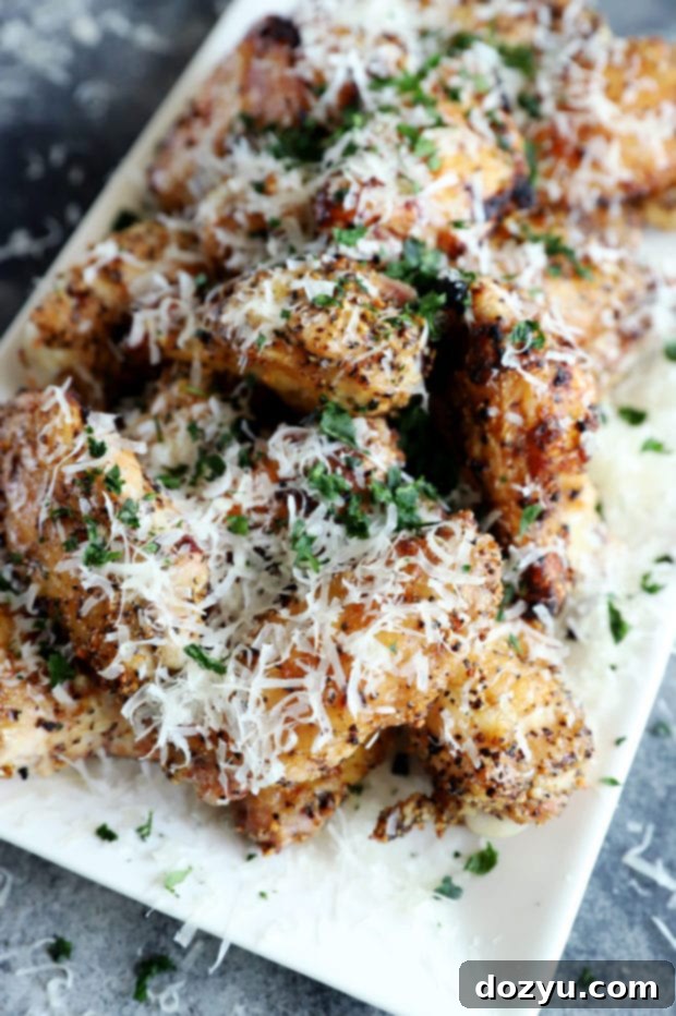Side photo of cacio e pepe grilled wings