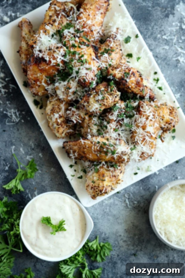 Overhead photo of platter of chicken wings