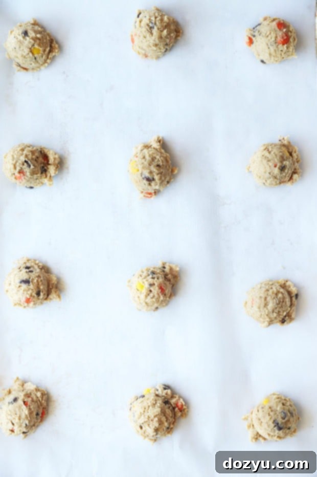 Overhead photo of cookie dough balls