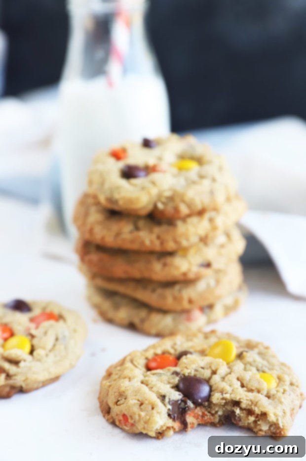 Chewy peanut butter oatmeal chocolate chip cookies