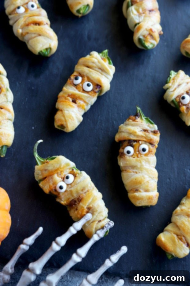 Overhead photo of chorizo jalapeno mummy poppers