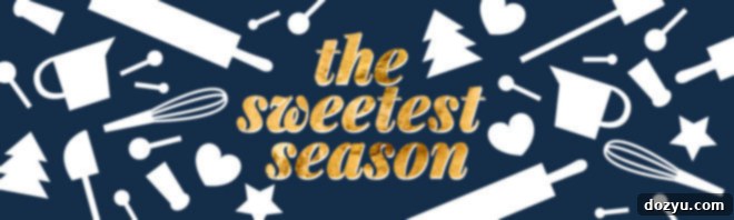 The Sweetest Season banner in navy blue