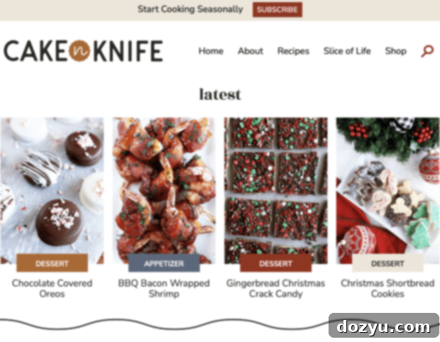 Screenshot of the new Cake 'n Knife homepage, highlighting latest recipes and popular categories for easy navigation.