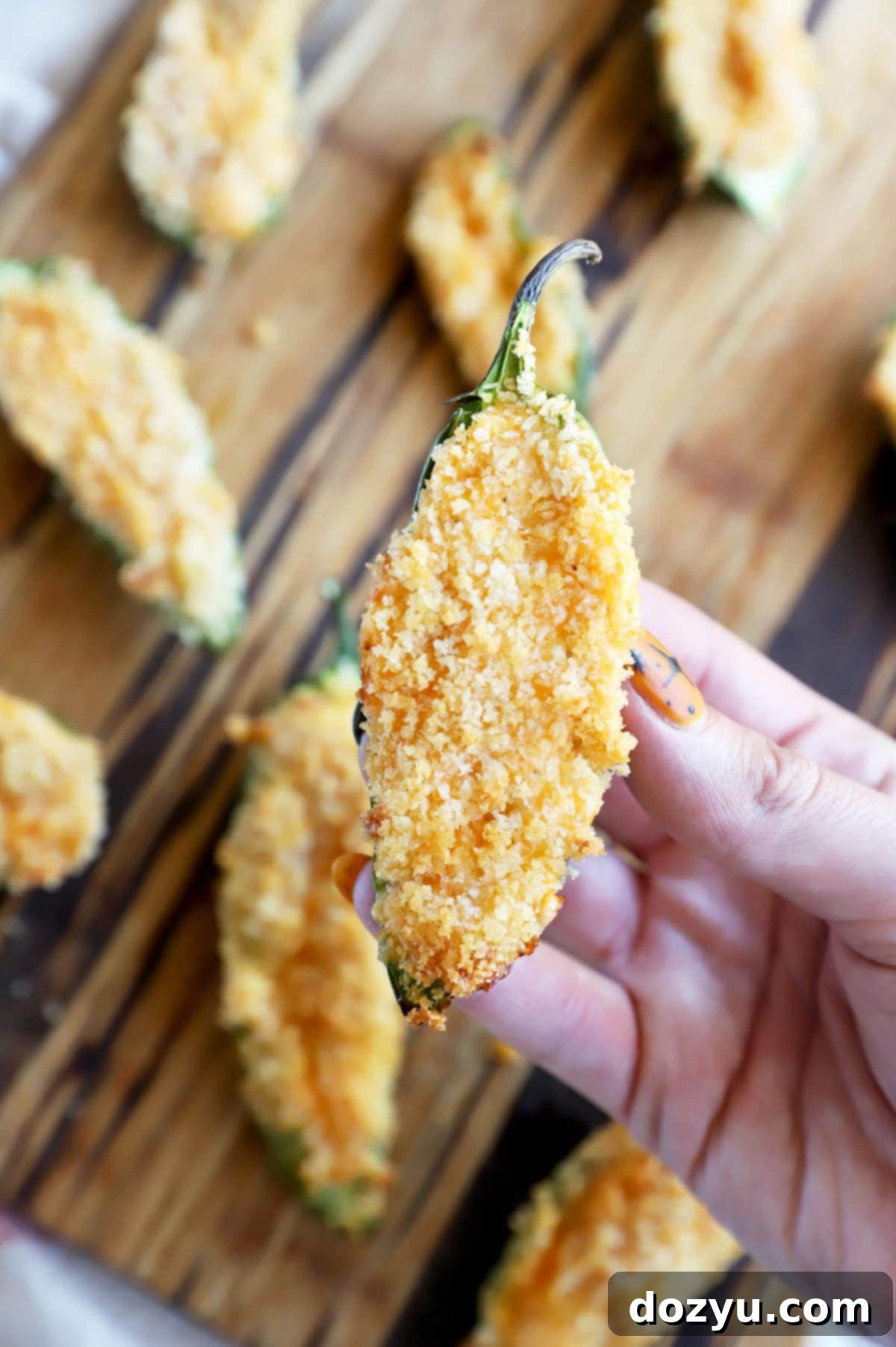 Air Fryer Buffalo Jalapeño Poppers ready to be served