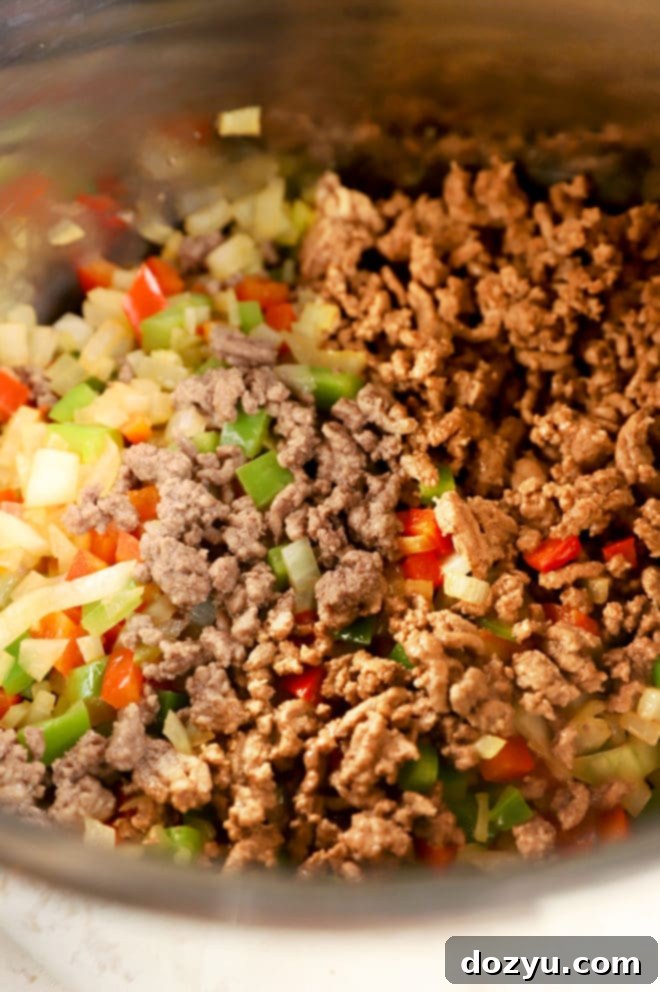 Onions, peppers, and beef in an Instant Pot image