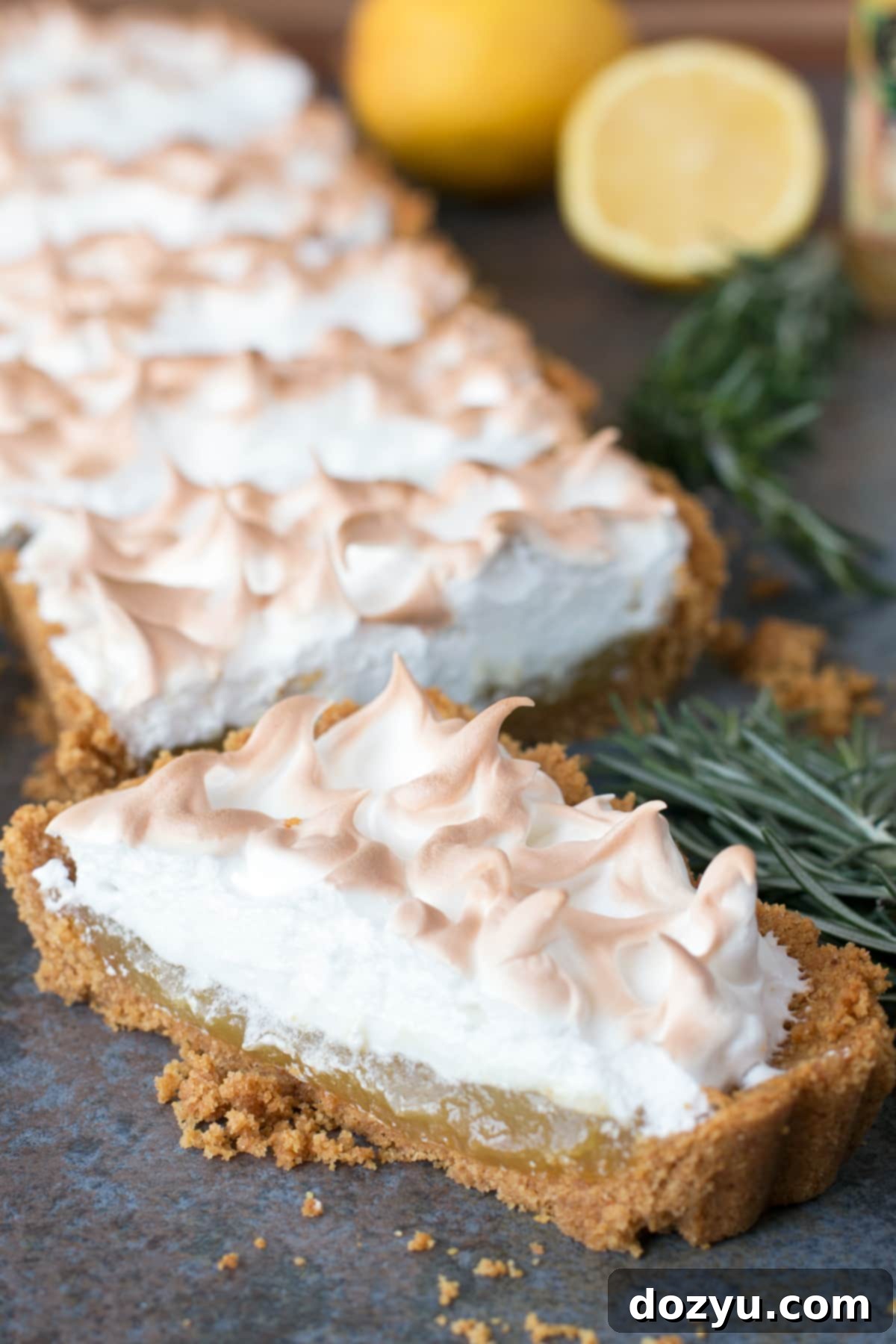 Lemon Rosemary Meringue Tart | cakenknife.com #dessert