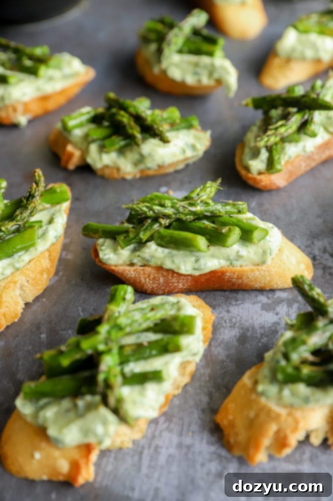 Asparagus crostini on sheet pan image
