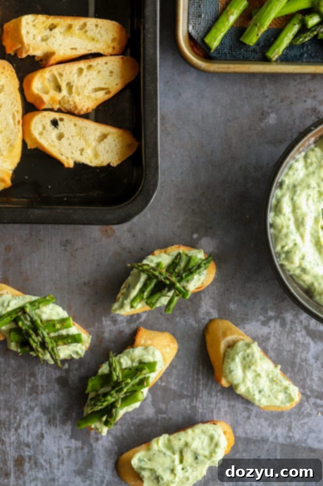 Overhead image of assembling crostini image