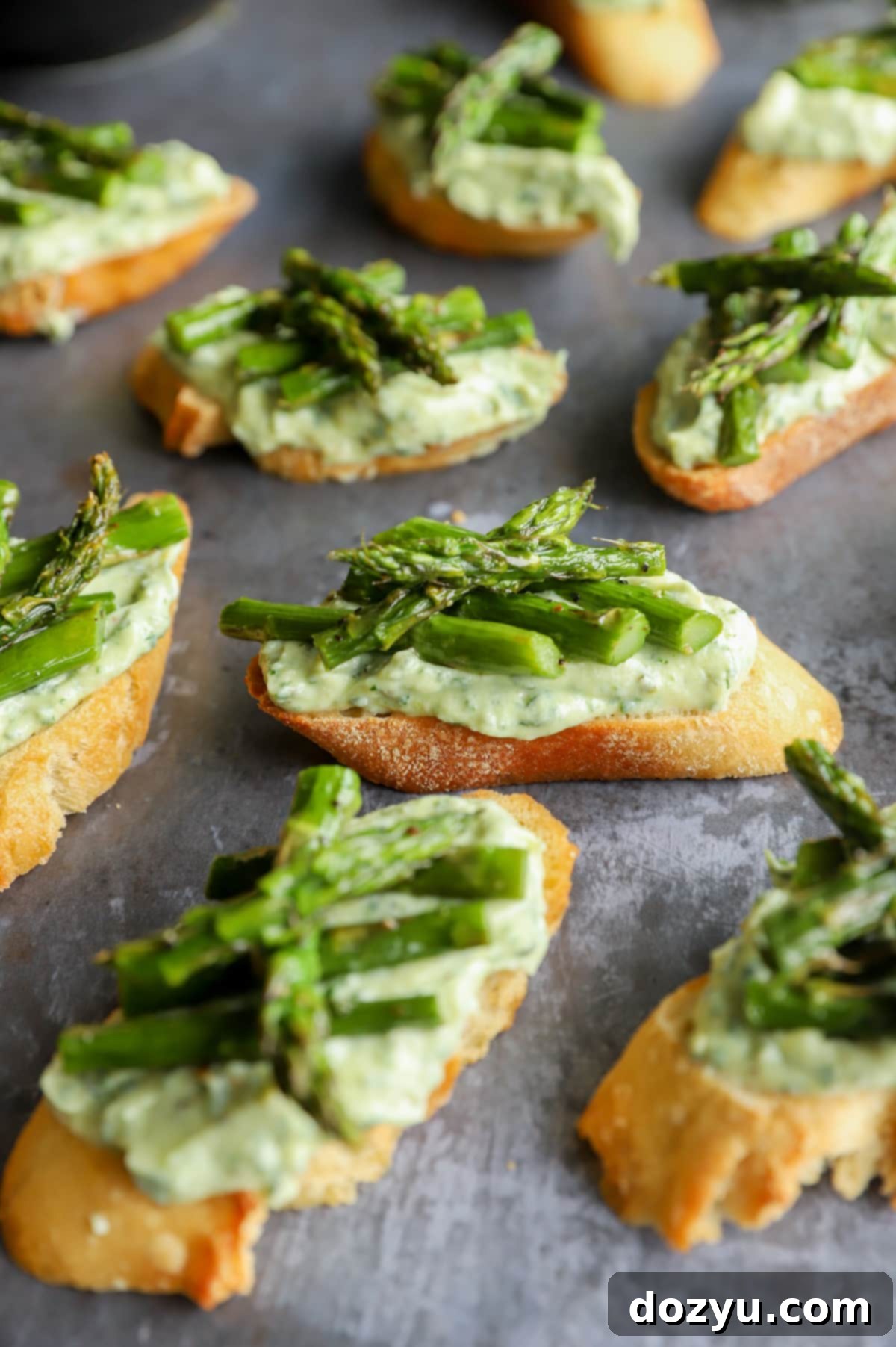 Asparagus crostini on sheet pan image