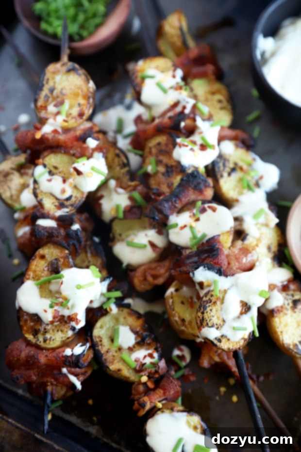 Monthly Digest 6 Image of grilled bacon potato skewers