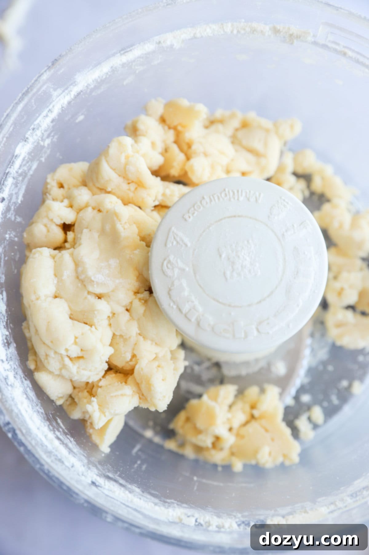 Galette dough being processed in a food processor