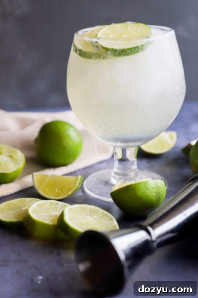 Margarita Mule 3 Close-up of a refreshing Margarita Mexican Mule cocktail, garnished with lime slices, in a rustic glass on a light background.