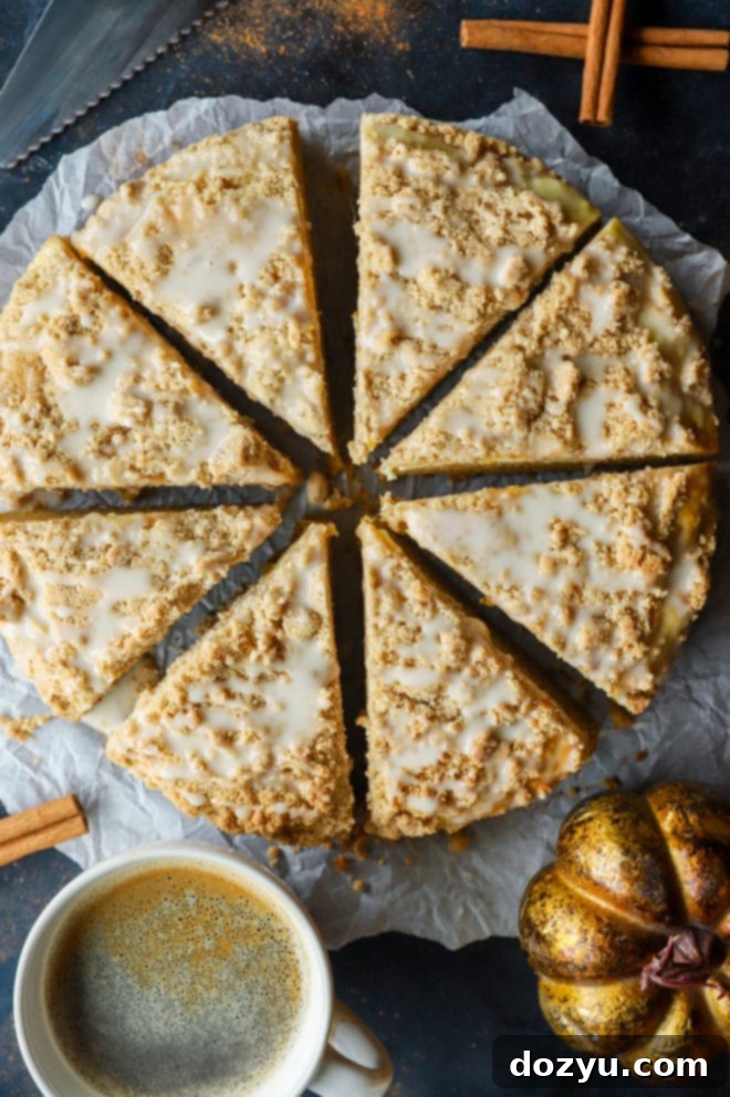 Slices of pumpkin coffee cake with spices and cinnamon