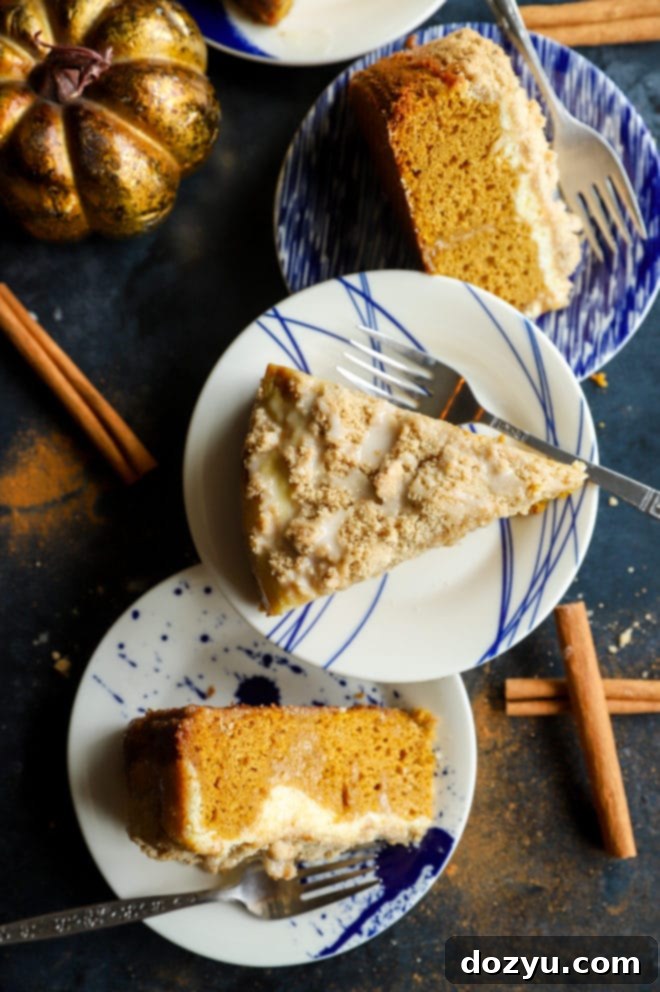 Image of streusel topping on cake slices on plates