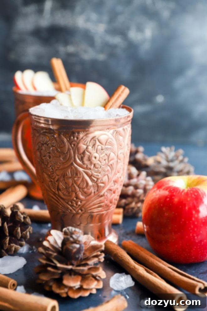 Autumn Spiced Apple Cider Moscow Mule 3 Side photo of copper mugs cocktails