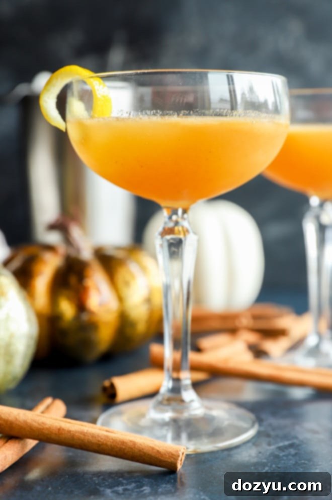 Image of pumpkin cocktail with lemon twist