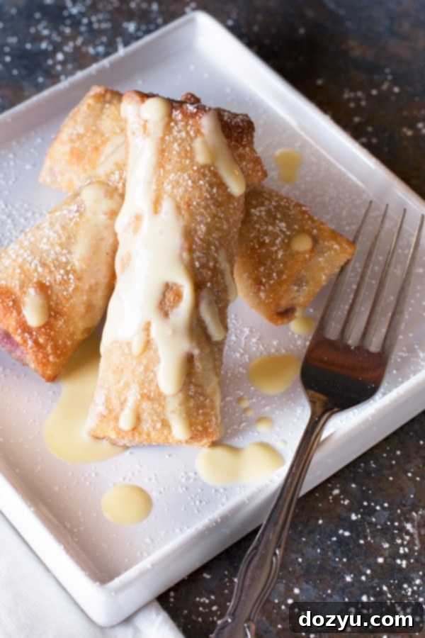 Berry Cheesecake Eggrolls with Creme Anglaise