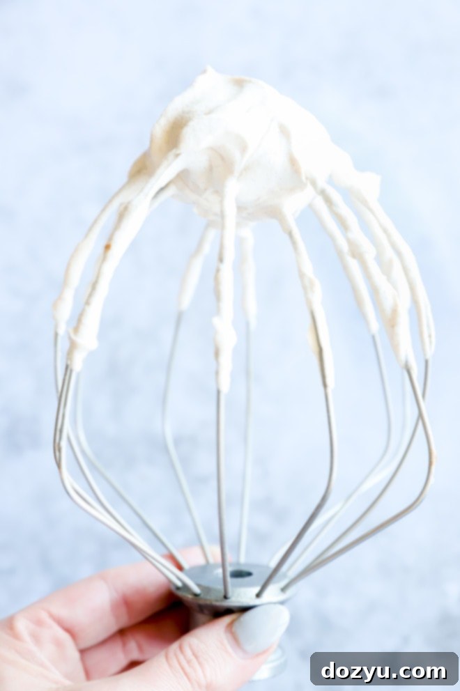 whipped cream on whisk held in hand image