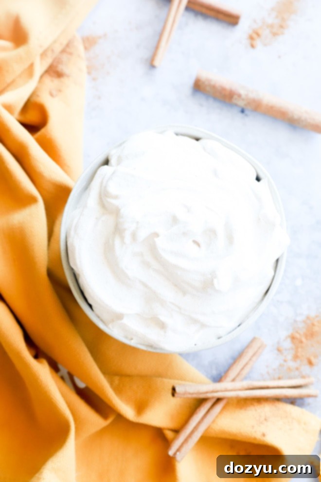 cinnamon whipped cream in a bowl image