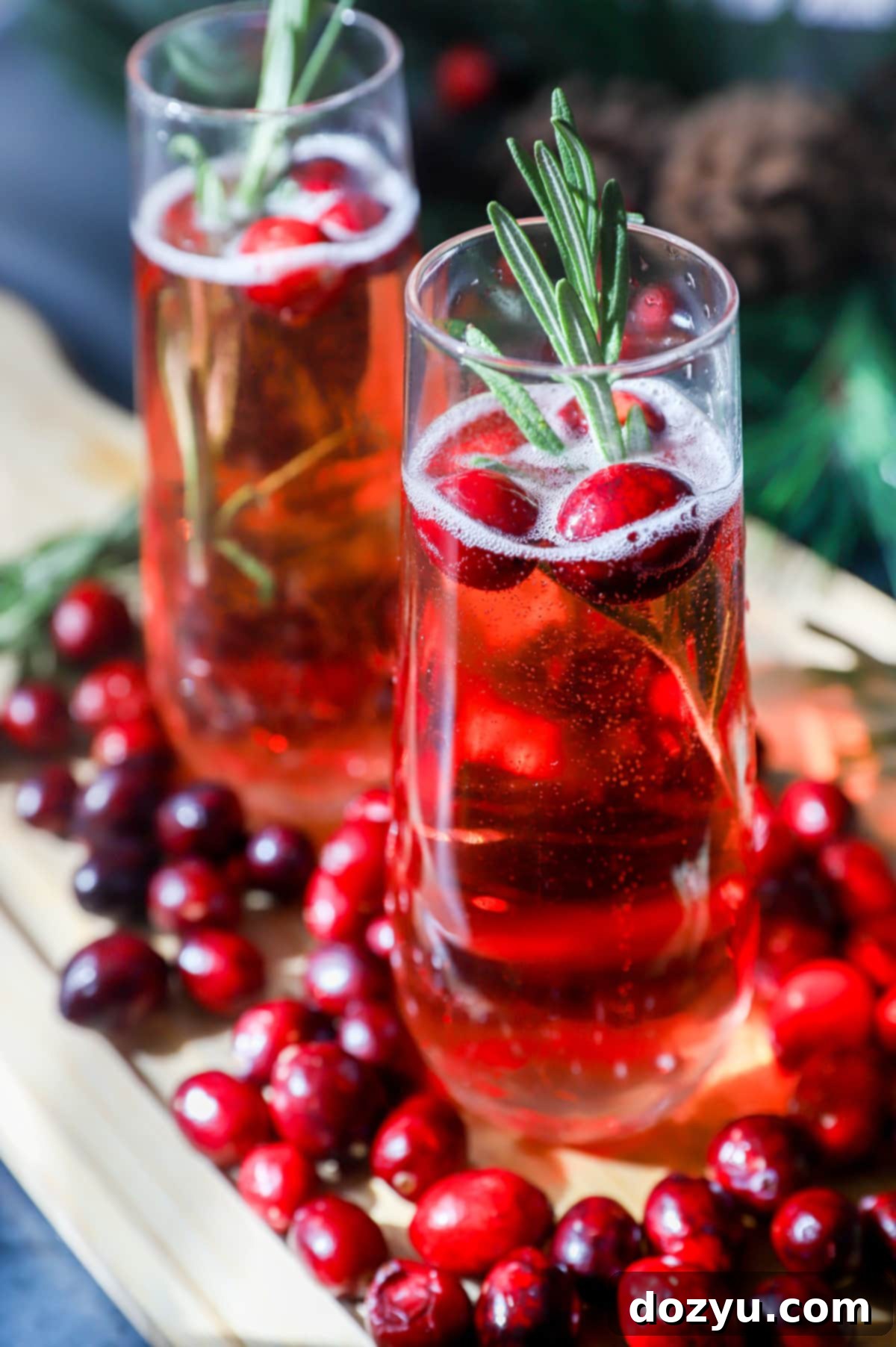 Cranberry mimosa image with champagne flutes