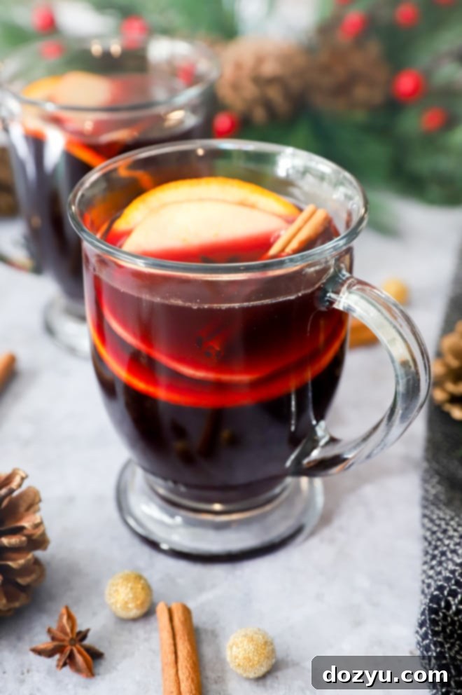 Side photo of mulled wine in a mug