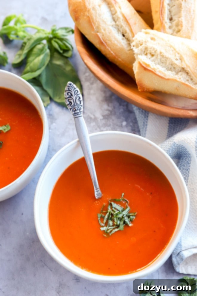Easy Instant Pot Tomato Soup 9 Spoon in bowl of instant pot tomato soup