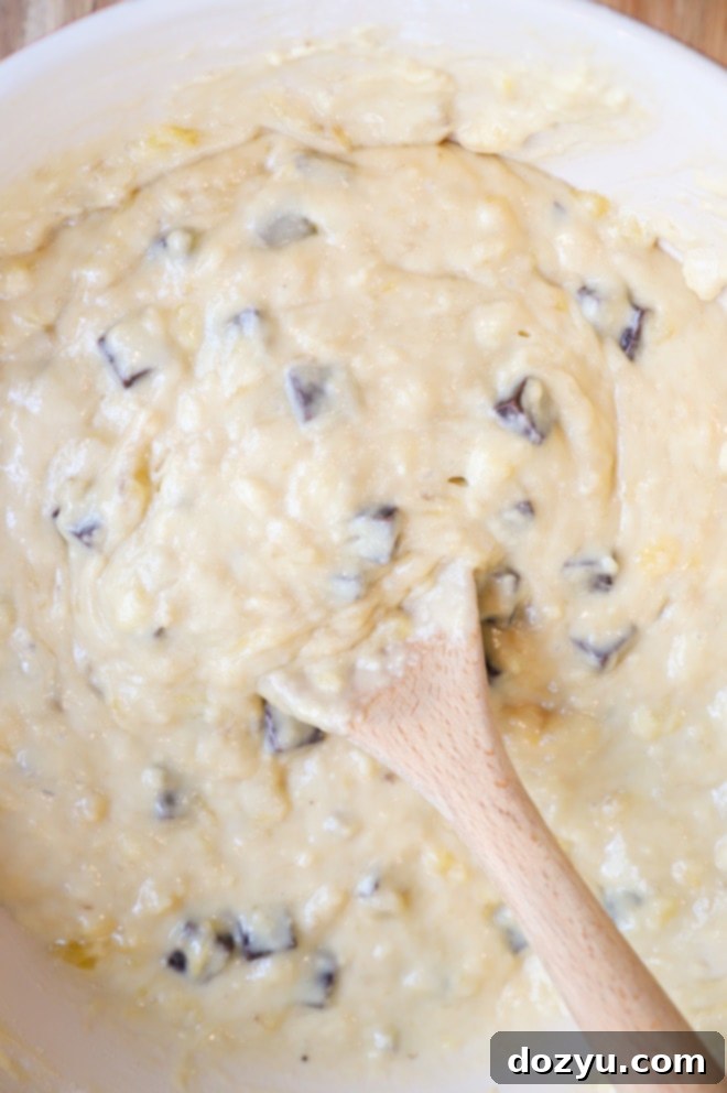 Banana Nutella Muffins batter in the bowl