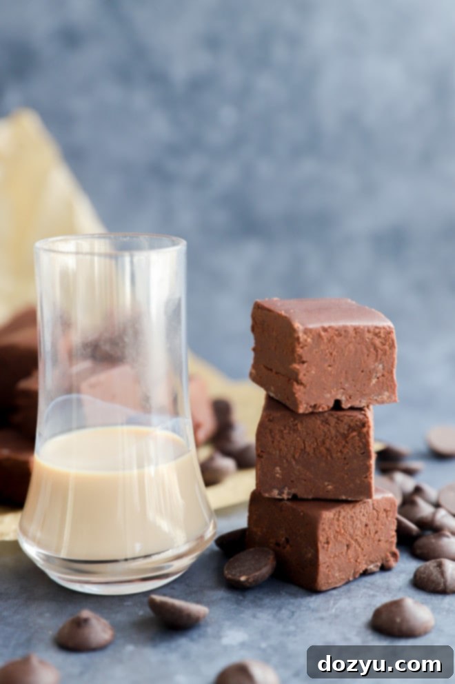Irish cream and fudge stacked up image