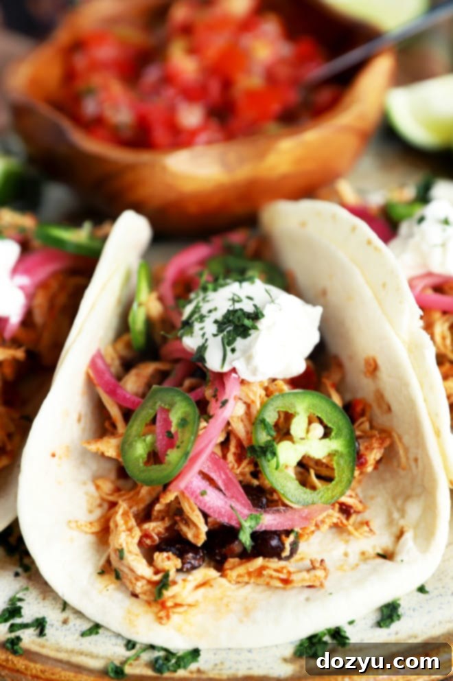 The Ultimate Chicken Taco Spice Mix 7 Chicken tacos with seasoning and toppings on platter ready to eat