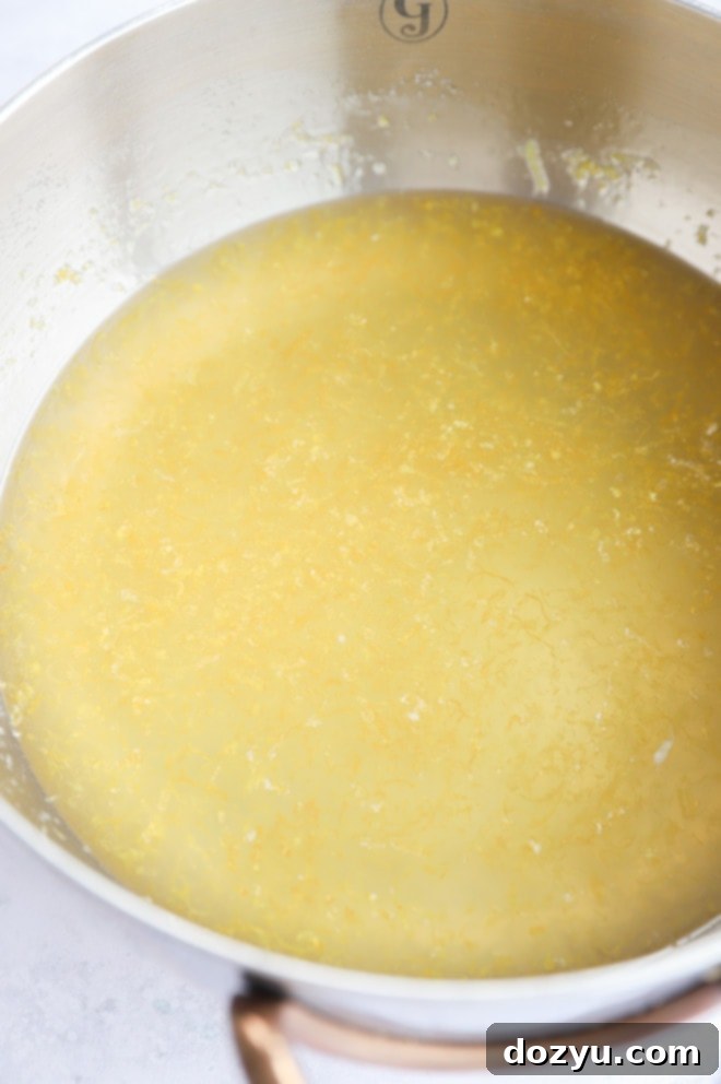 Picture of lemon zest, lemon juice, water, and sugar