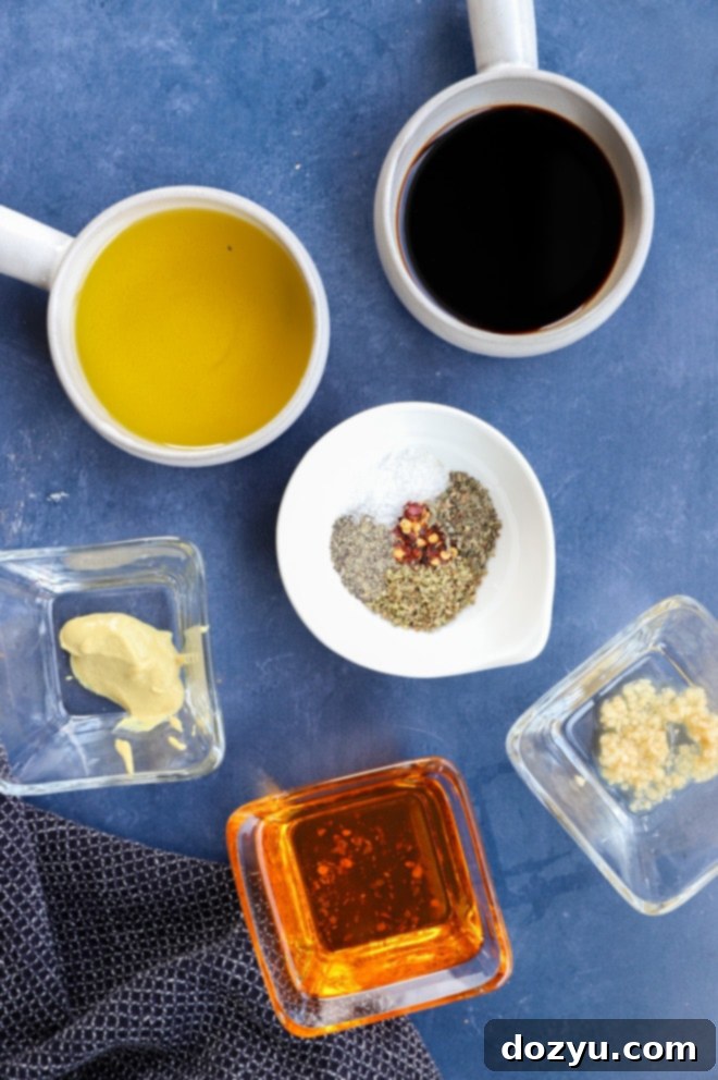 Salad dressing ingredients in bowls ima