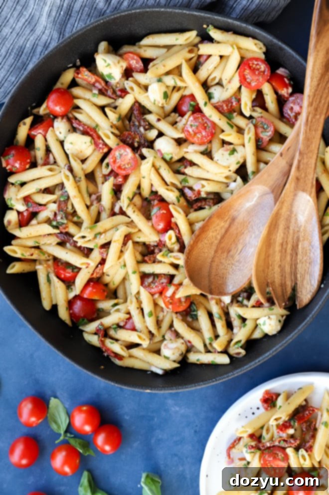 Image of bowl of sun dried tomato pasta salad