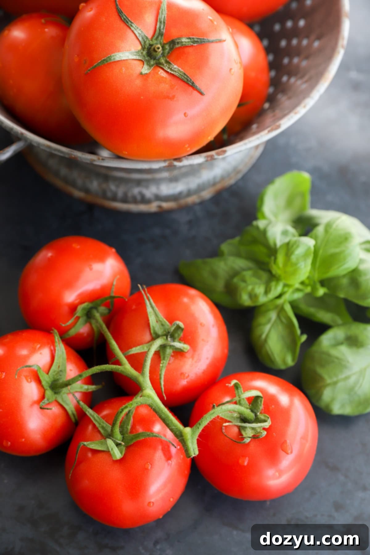 Picture of tomatoes and fresh basil