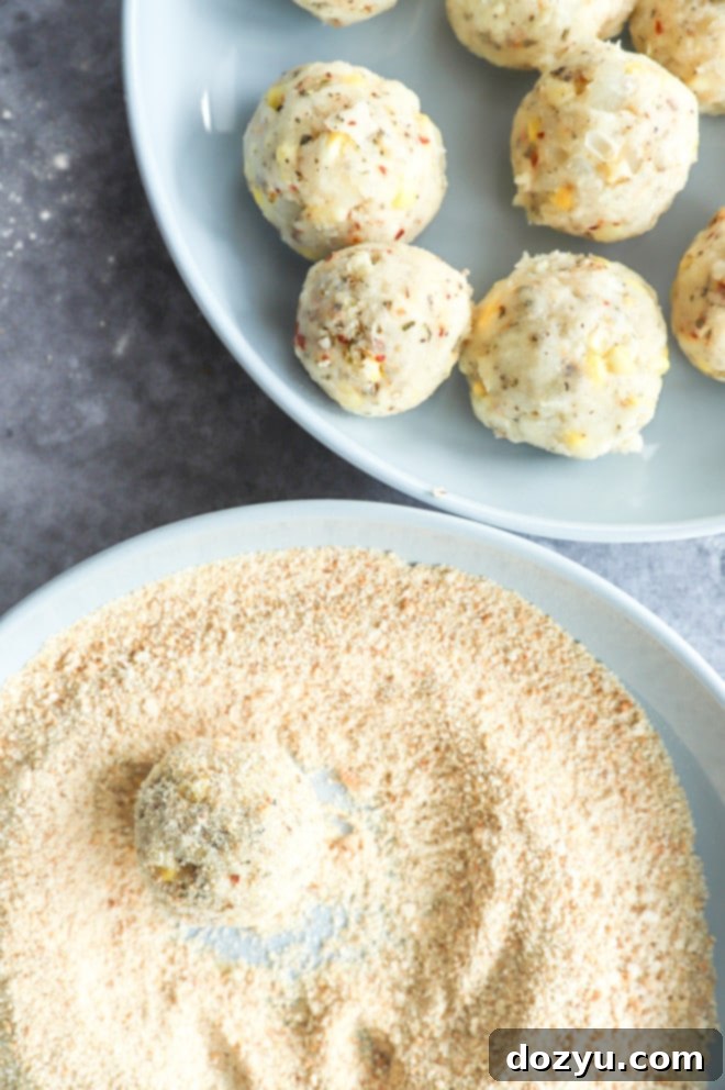 Forming cheese corn balls