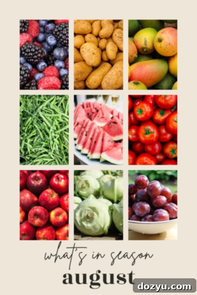 What's in season in August graphic