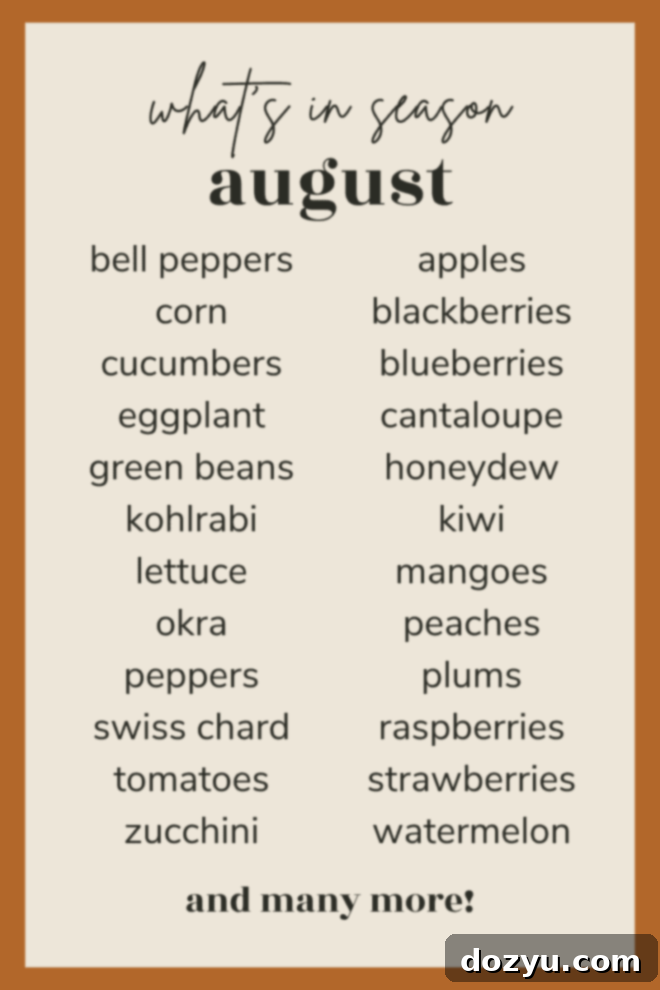 What's in season in august pinterest image