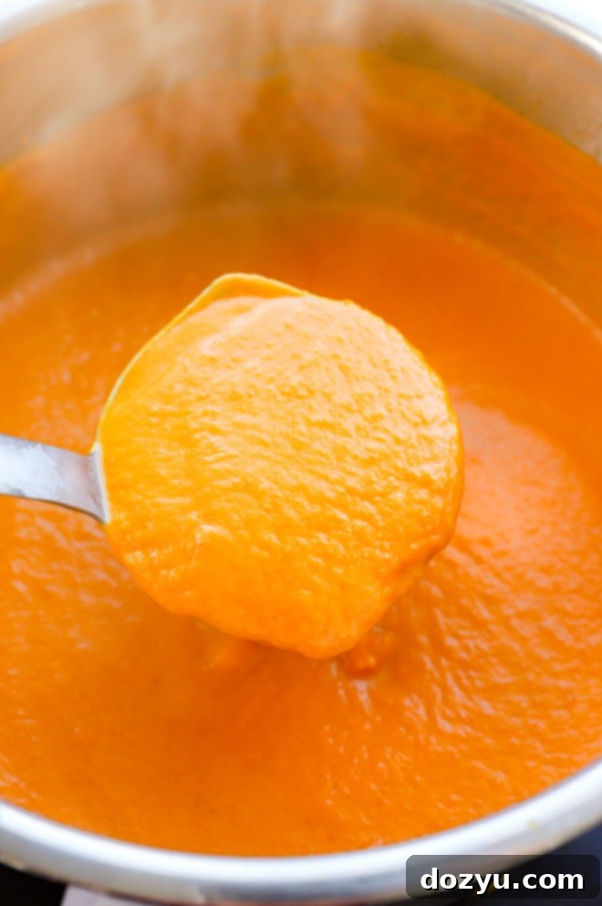 Close-up image of making pumpkin and sweet potato soup in an Instant Pot