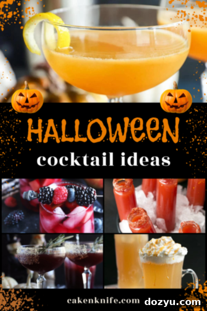 Halloween Cocktails Pinterest Photo with more spooky drinks