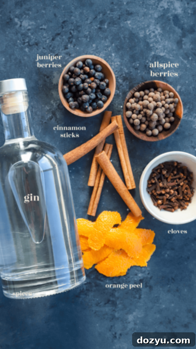 Ingredients to make Christmas Gin