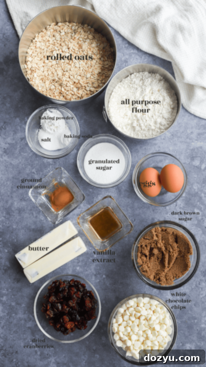 Cranberry White Chocolate Oatmeal Cookies Ingredients