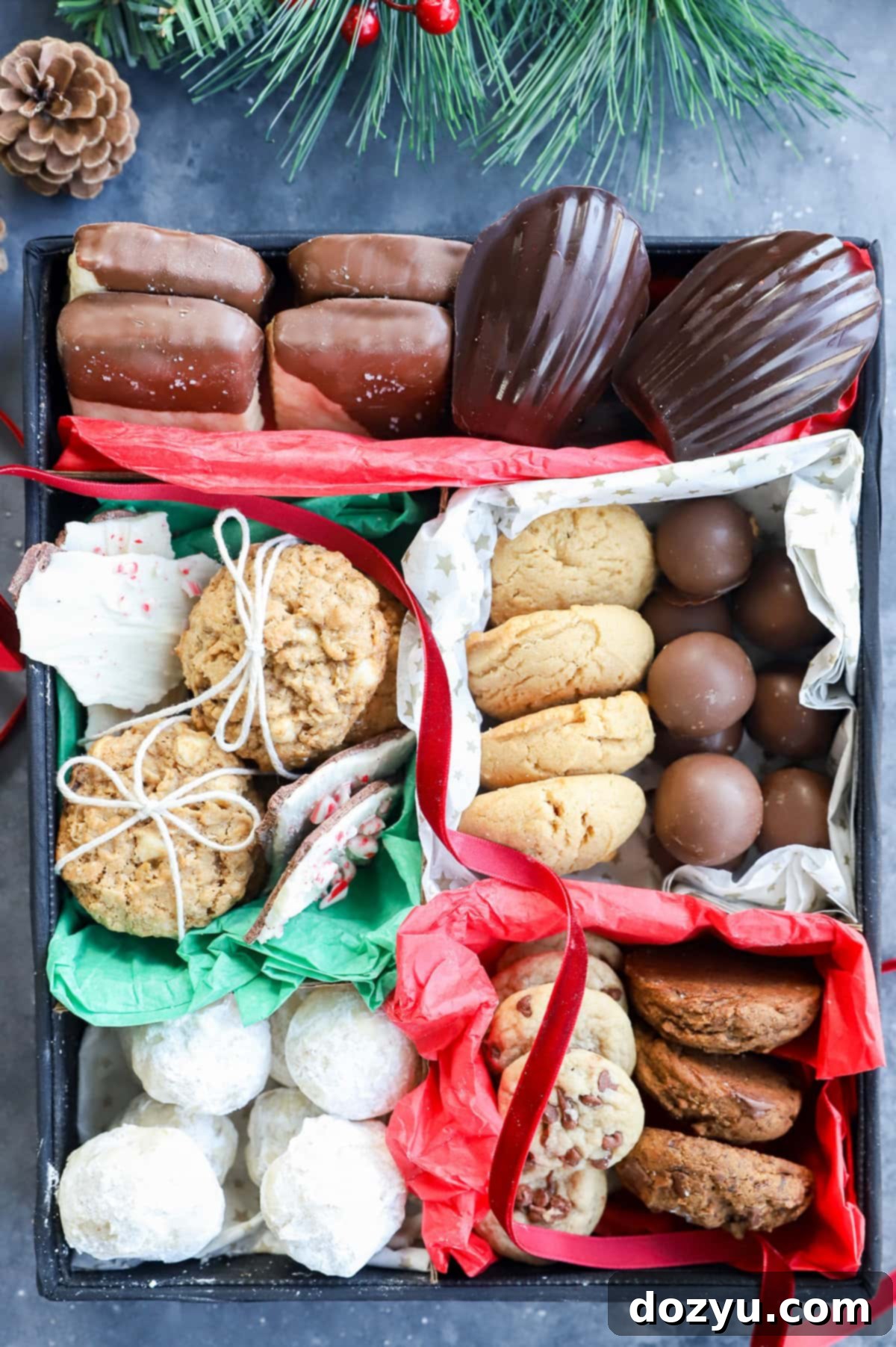 A variety of christmas cookies for christmas cookie boxes