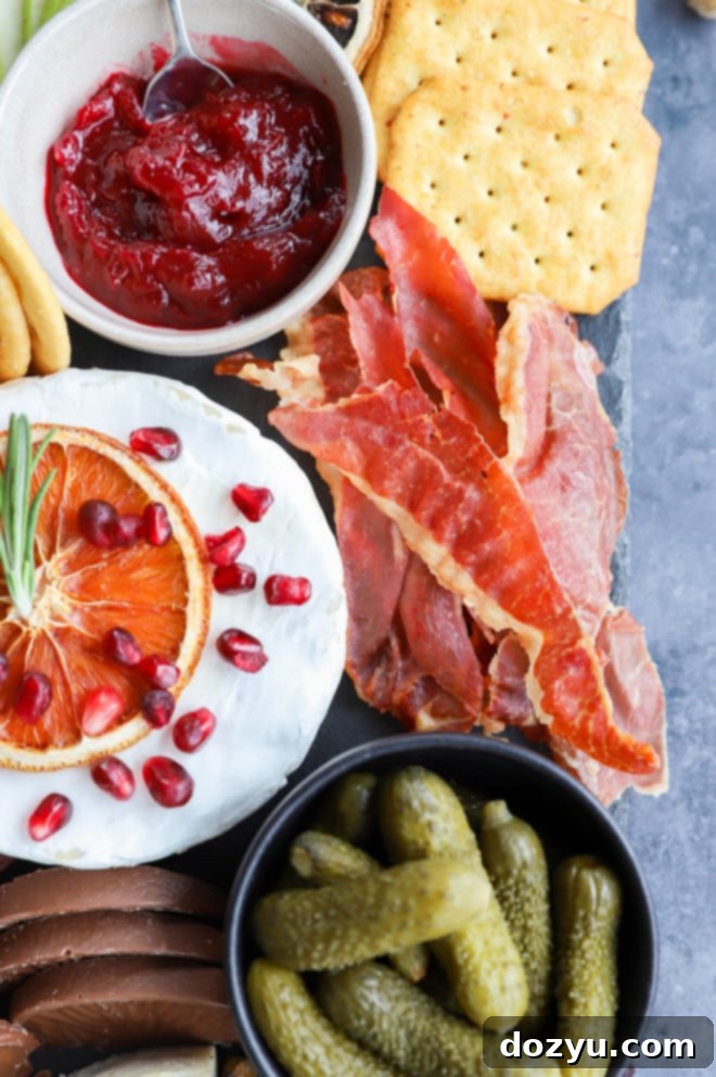 Image of ham on a charcuterie board