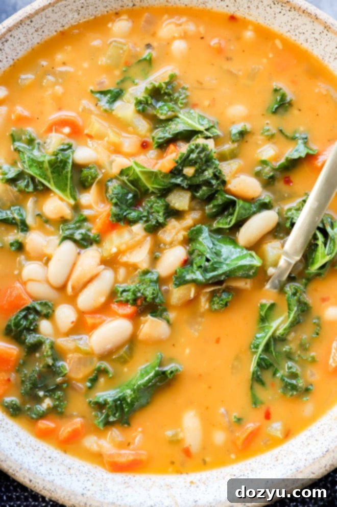 Tuscan Cannellini Bean Soup 2 Bowl of a hearty Italian vegetable stew with crusty bread