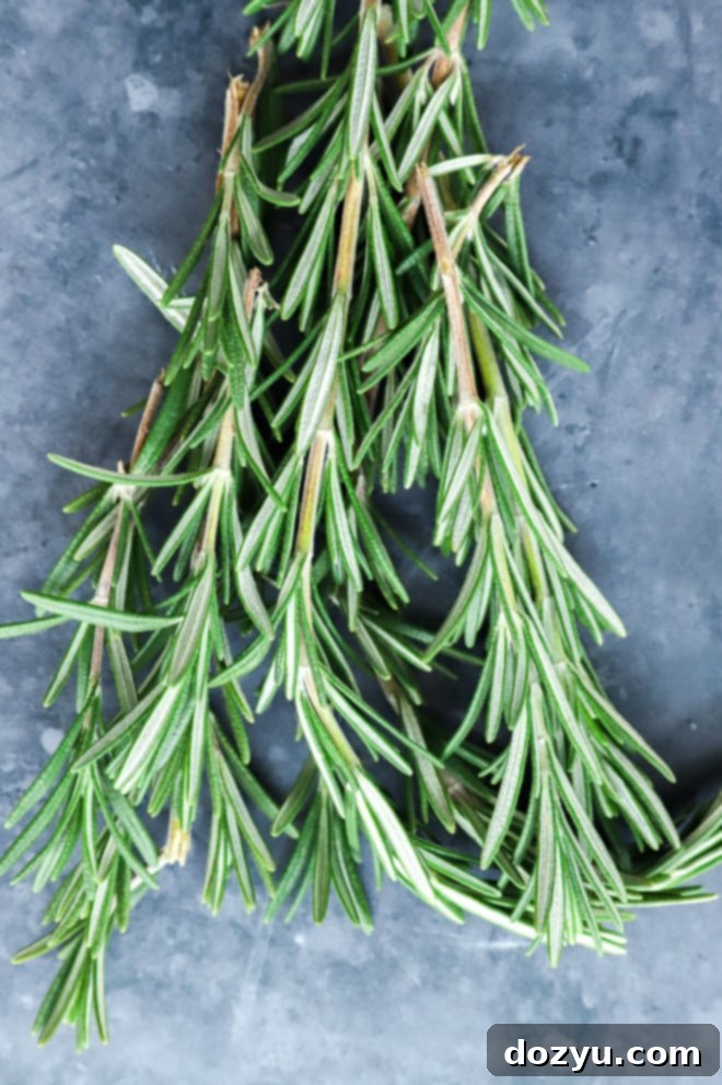 Aromatic Rosemary Nectar 3 Pile of fresh rosemary sprigs for making simple syrup