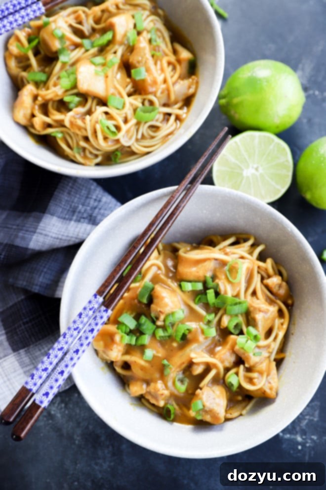 Hearty Golden Curry Udon 2 A vibrant bowl of Japanese Curry Udon, ready to be enjoyed, showcasing thick udon noodles in a rich curry sauce with chicken and green onions.