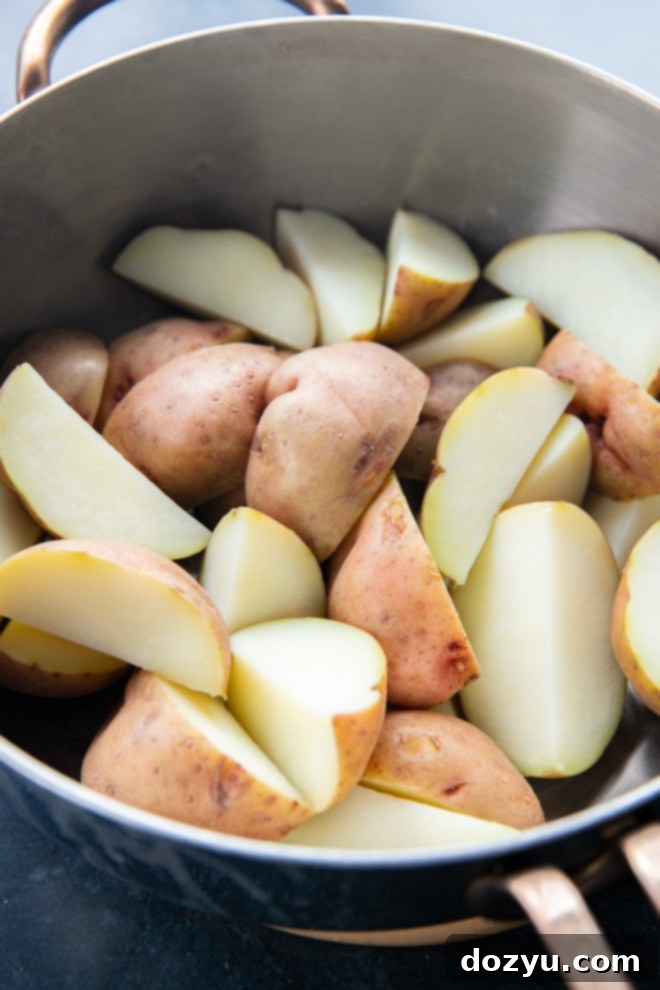 Golden Oven-Fried Potatoes and Onions 4 parboiled potatoes in pot