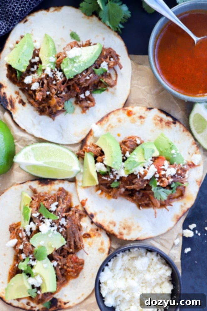 shredded beef tacos pinterest graphic
