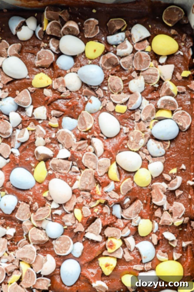 Hoppy Easter Brownies 6 raw easter brownie batter in pan