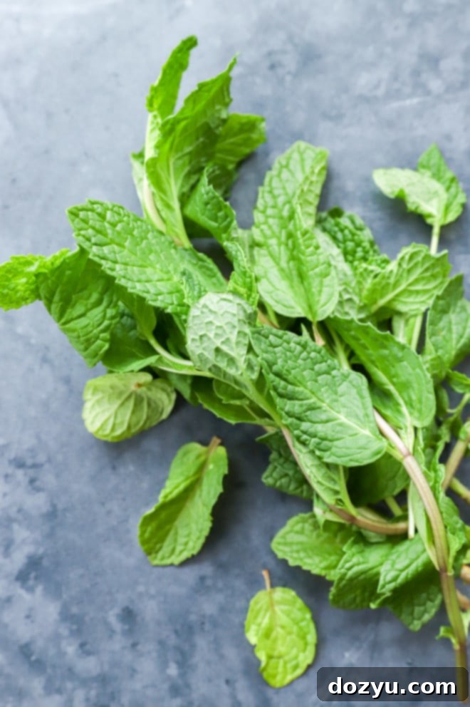 pile of fresh mint on a table